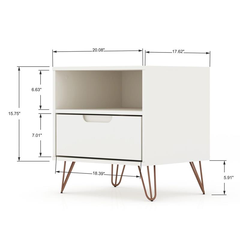 Pemberly Row 1-Drawer Transitional Engineered Wood Nightstand in White