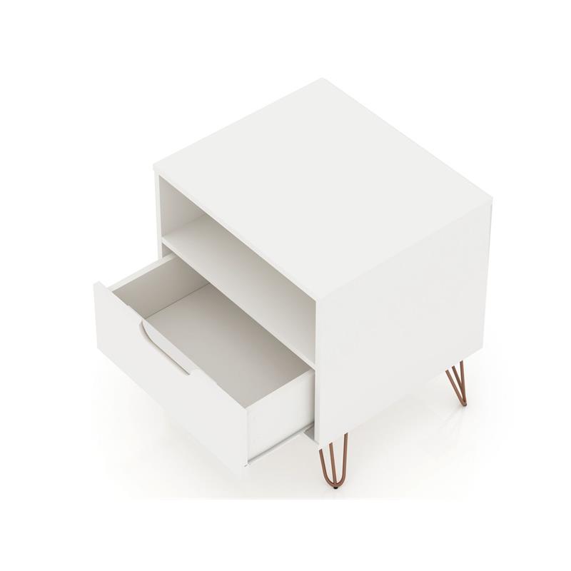 Pemberly Row 1-Drawer Transitional Engineered Wood Nightstand in White