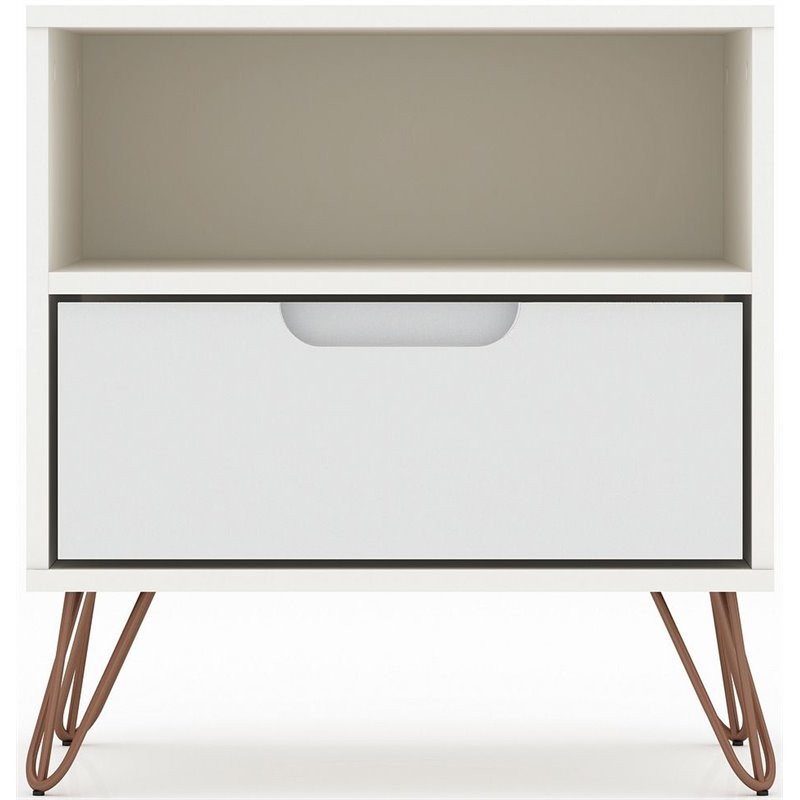 Pemberly Row 1-Drawer Transitional Engineered Wood Nightstand in White