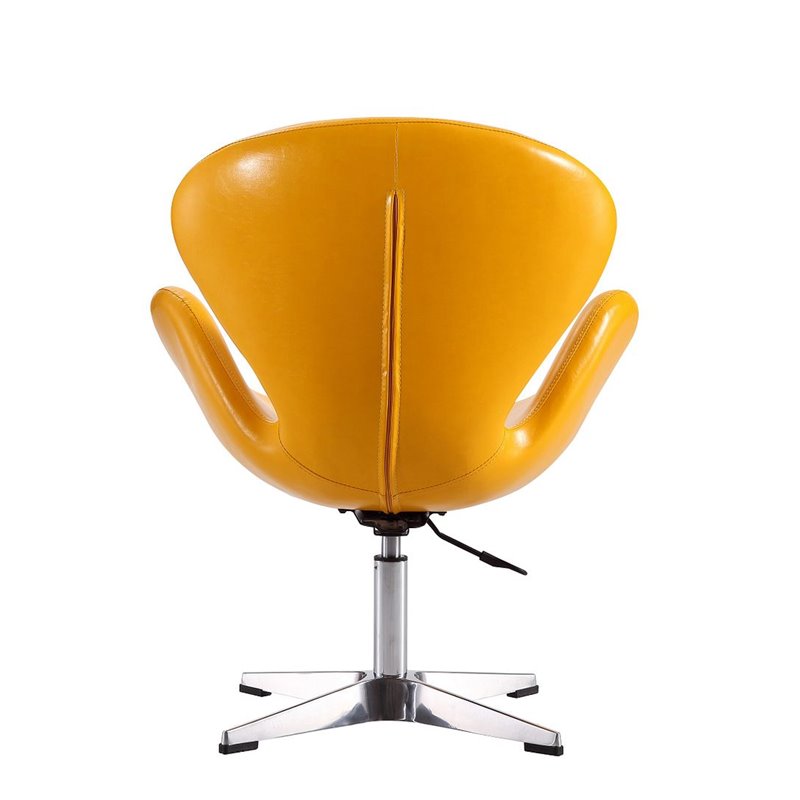 Pemberly Row Faux Leather Accent Chair with 4 Spider Legs in Yellow (Set of 2)
