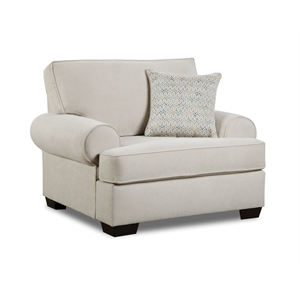 Pemberly Row Traditional Fabric Arm Chair With Pillows in Cream
