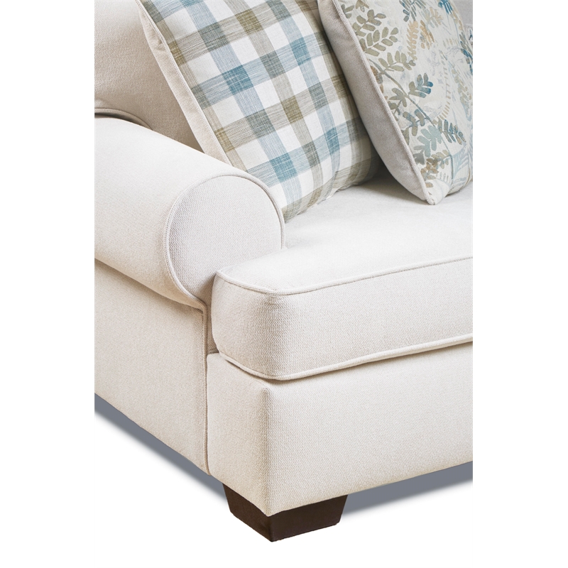 Pemberly Row Traditional Fabric Arm Chair With Pillows in Cream