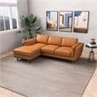 Pemberly Row Mid-Century Leather Cushion Back Left-Facing Sectional in Tan
