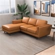 Pemberly Row Mid-Century Leather Cushion Back Left-Facing Sectional in Tan