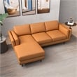 Pemberly Row Mid-Century Leather Cushion Back Left-Facing Sectional in Tan
