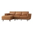 Pemberly Row Mid-Century Leather Cushion Back Left-Facing Sectional in Tan