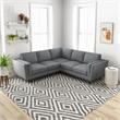 Pemberly Row Mid-Century Modern Pillow Back Right-Facing Sectional in Dark Gray