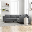 Pemberly Row Mid-Century Modern Pillow Back Right-Facing Sectional in Dark Gray