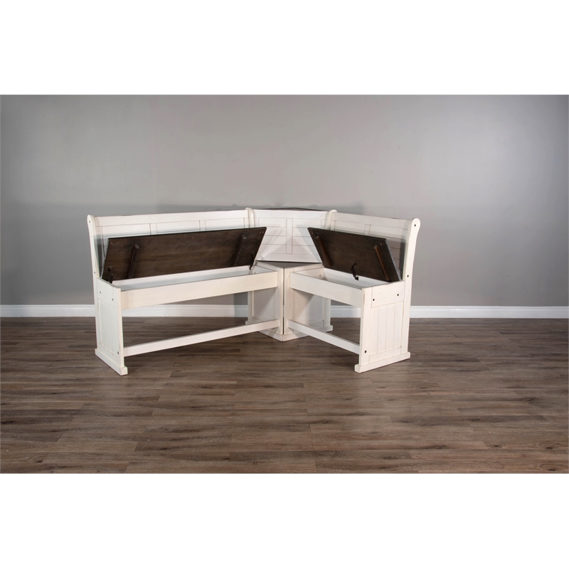 Pemberly Row Counter Height Breakfast Nook Set in White and Brown