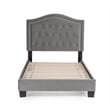 Pemberly Row Twin Size Bed in Velvet in Gray - Easy Assembly