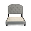 Pemberly Row Twin Burlap Fabric Upholstered Bed Frame with Slats in Light Gray