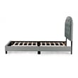 Pemberly Row Twin Burlap Fabric Upholstered Bed Frame with Slats in Light Gray