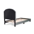 Pemberly Row Twin Burlap Fabric Upholstered Bed Frame with Slats in Light Gray