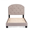 Pemberly Row Twin Burlap Fabric Upholstered Bed Frame with Slats in Light Brown
