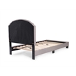 Pemberly Row Twin Burlap Fabric Upholstered Bed Frame with Slats in Light Brown