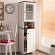 Pemberly Row Contemporary Engineered Wood 2 Door Pantry in White and Dark Brown