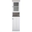 Pemberly Row Contemporary Engineered Wood 2 Door Pantry in White and Dark Brown