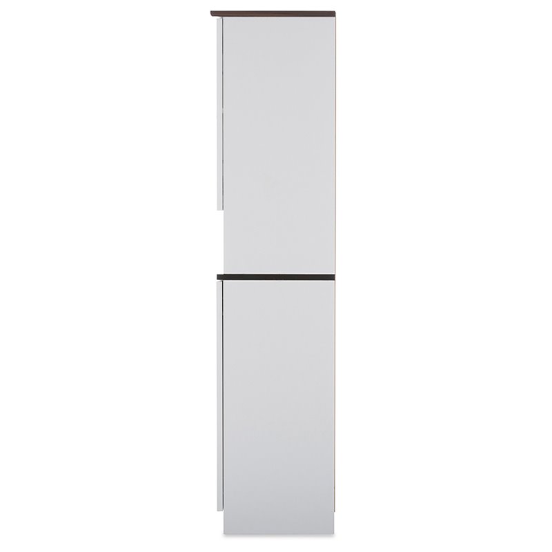 Pemberly Row Contemporary Engineered Wood 2 Door Pantry in White and Dark Brown
