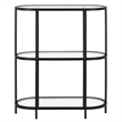 Pemberly Row Mid-Century Metal Bookcase with Glass Shelves in Black Bronze