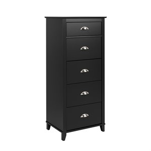 pemberly row 5 drawer engineered wood lingerie chest in black