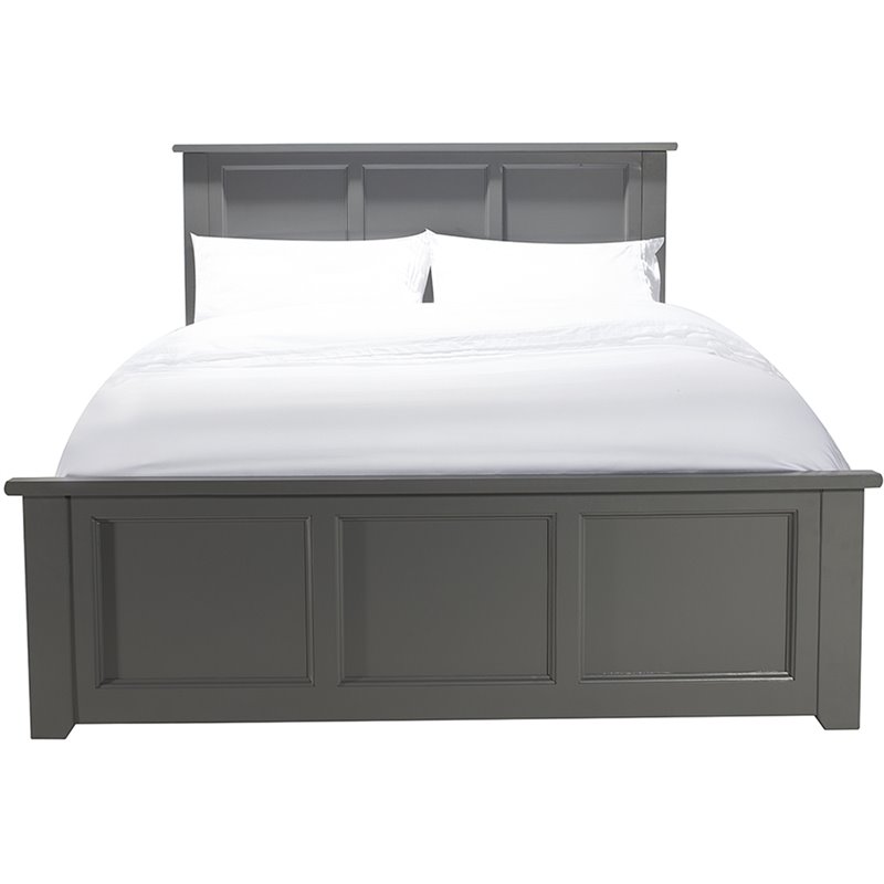 Pemberly Row Madison Full Wood Foundation Bed with Matching Footboard in Grey