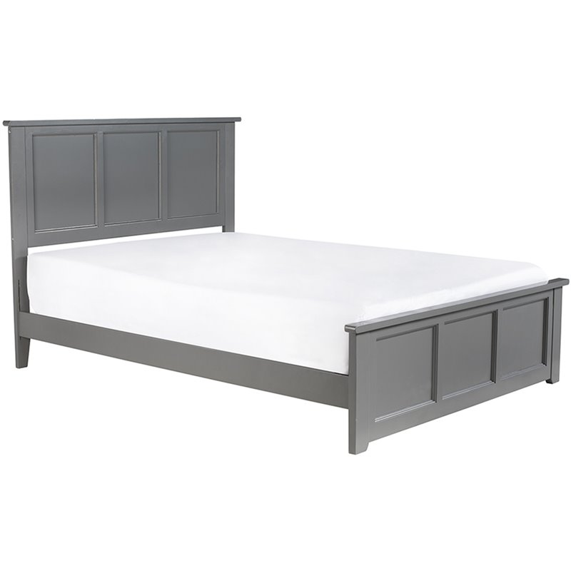 Pemberly Row Madison Full Wood Foundation Bed with Matching Footboard in Grey