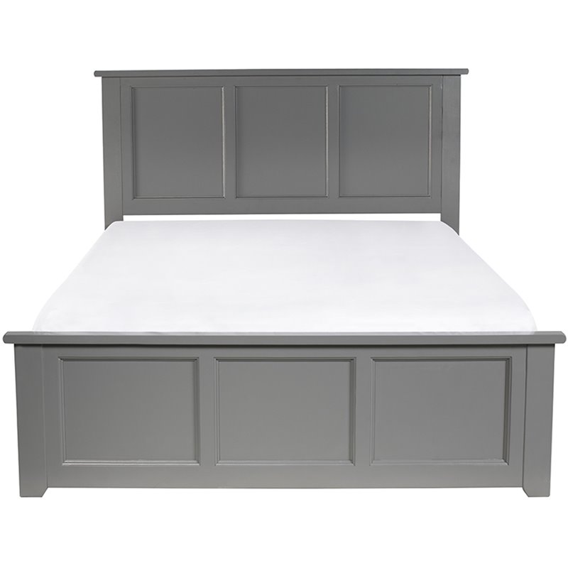 Pemberly Row Madison Full Wood Foundation Bed with Matching Footboard in Grey