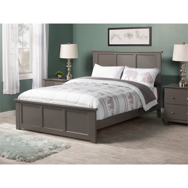 Pemberly Row Madison Full Wood Foundation Bed with Matching Footboard in Grey