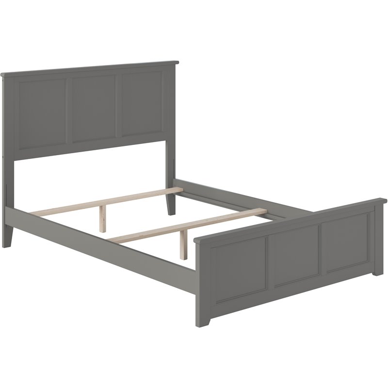 Pemberly Row Madison Full Wood Foundation Bed with Matching Footboard in Grey