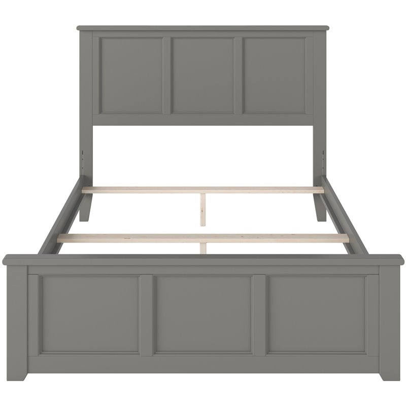 Pemberly Row Madison Full Wood Foundation Bed with Matching Footboard in Grey