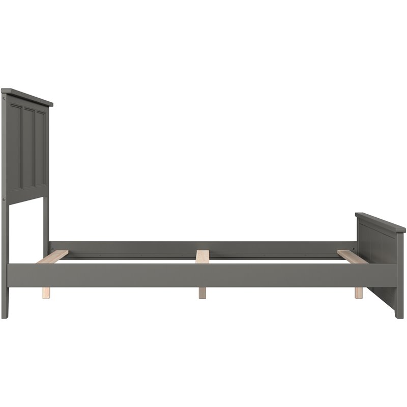 Pemberly Row Madison Full Wood Foundation Bed with Matching Footboard in Grey