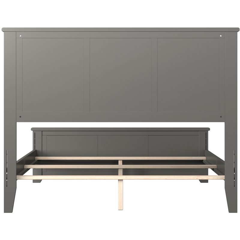 Pemberly Row Madison Full Wood Foundation Bed with Matching Footboard in Grey