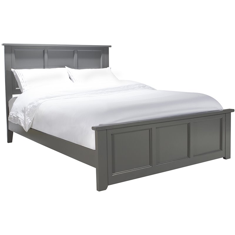 Pemberly Row Madison Full Wood Foundation Bed with Matching Footboard in Grey