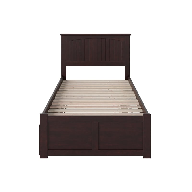 Pemberly Row Solid Wood Full Platform Bed with Twin Trundle in Gray