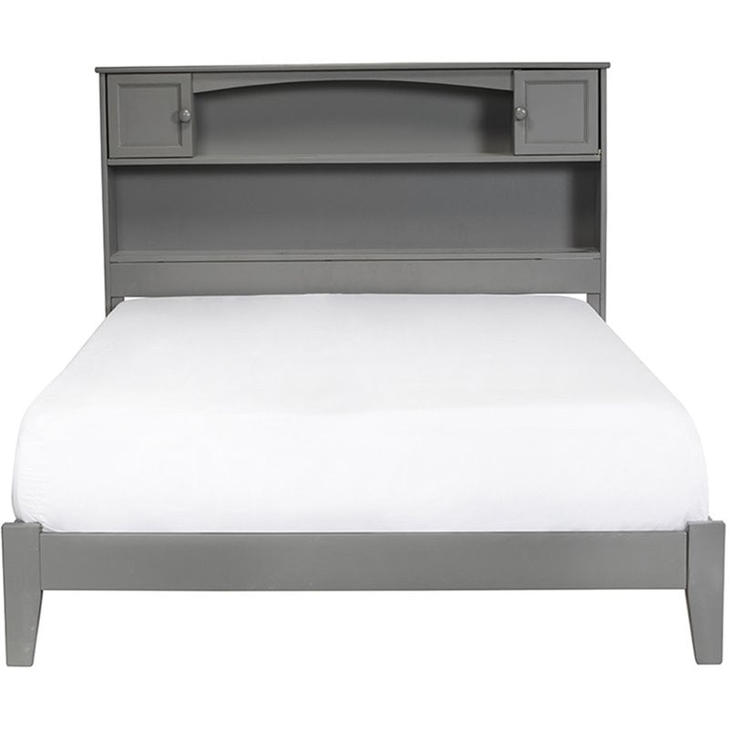 Pemberly Row Traditional Styled Wooden Full Bookcase Bed in Gray