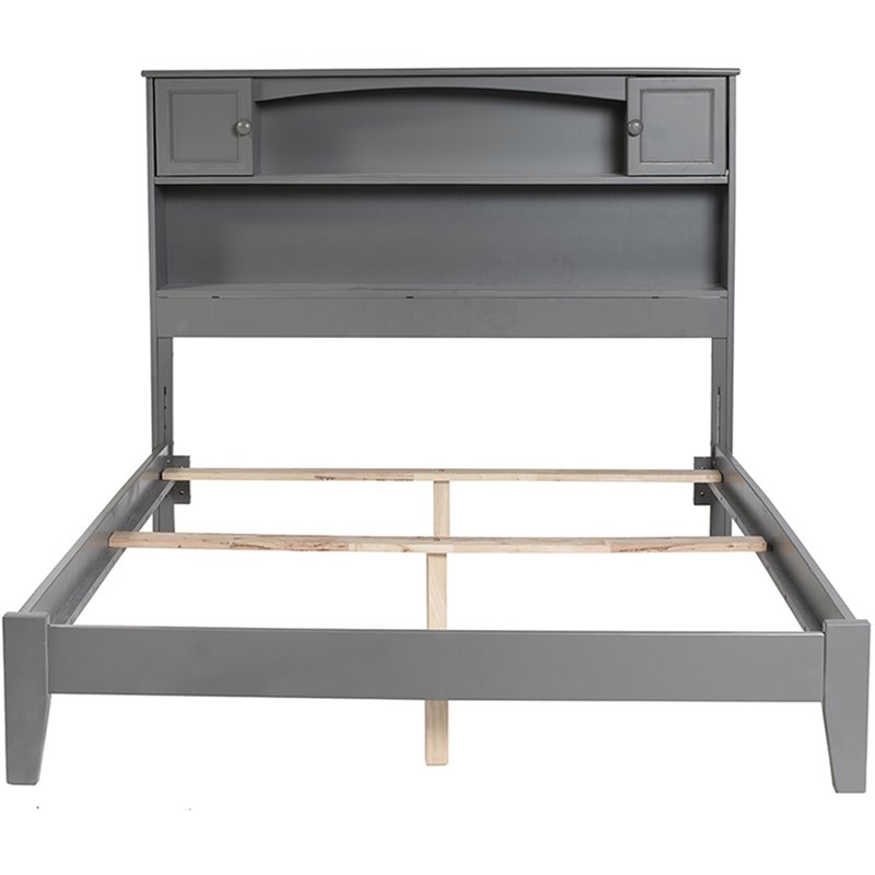 Pemberly Row Traditional Styled Wooden Full Bookcase Bed in Gray