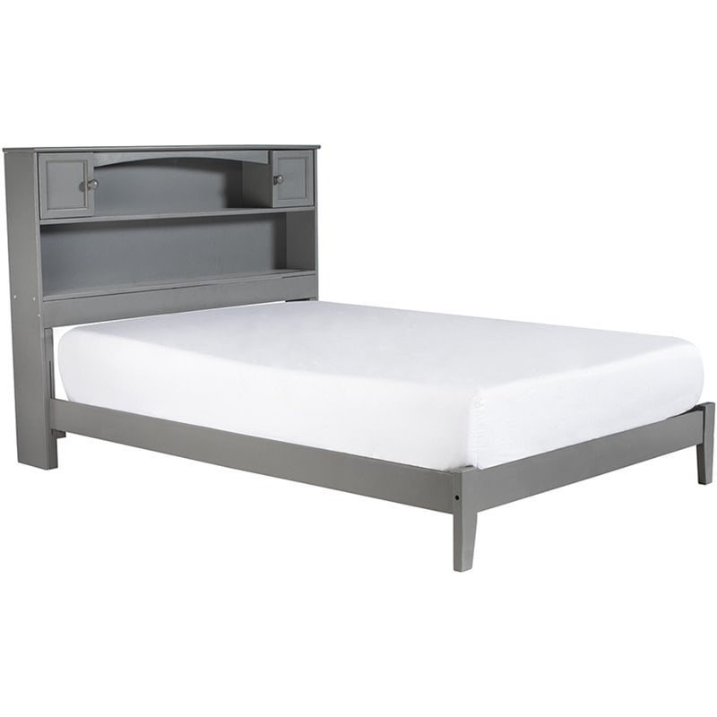 Pemberly Row Traditional Styled Wooden Full Bookcase Bed in Gray