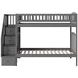Pemberly Row Traditional Staircase Bunk Twin Over Twin in Gray