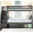 Pemberly Row Traditional Staircase Bunk Twin Over Twin in Gray