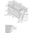 Pemberly Row Traditional Staircase Bunk Twin Over Twin in Gray