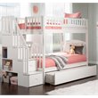Pemberly Row Traditional Wood Staircase Bunk Twin Over Twin w/ Trundle in White