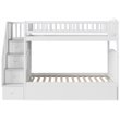 Pemberly Row Traditional Wood Staircase Bunk Twin Over Twin w/ Trundle in White