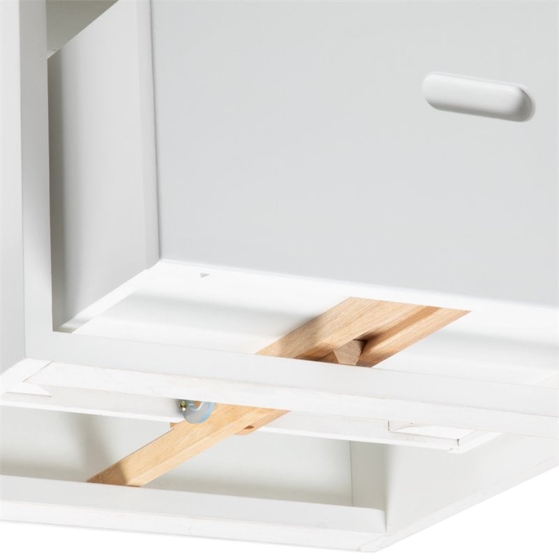 Pemberly Row Traditional Wood Staircase Bunk Twin Over Twin w/ Trundle in White