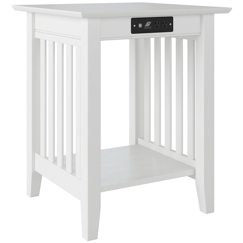 Pemberly Row Charger Printer Stand made of Wood in White Finish