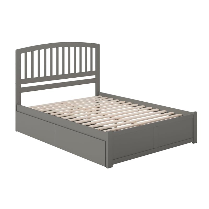 Pemberly Row Richmond Solid Wood King Platform Bed and Storage Drawers in Grey