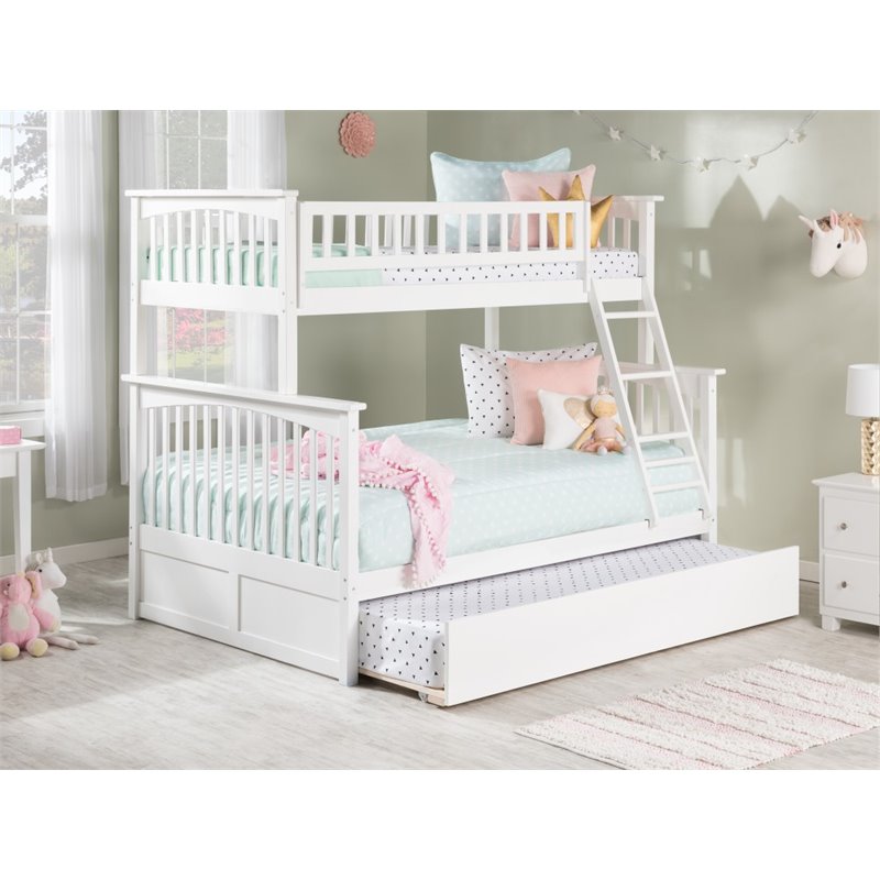 Pemberly Row Twin over Full Bunk Bed of Wood with Trundle in White