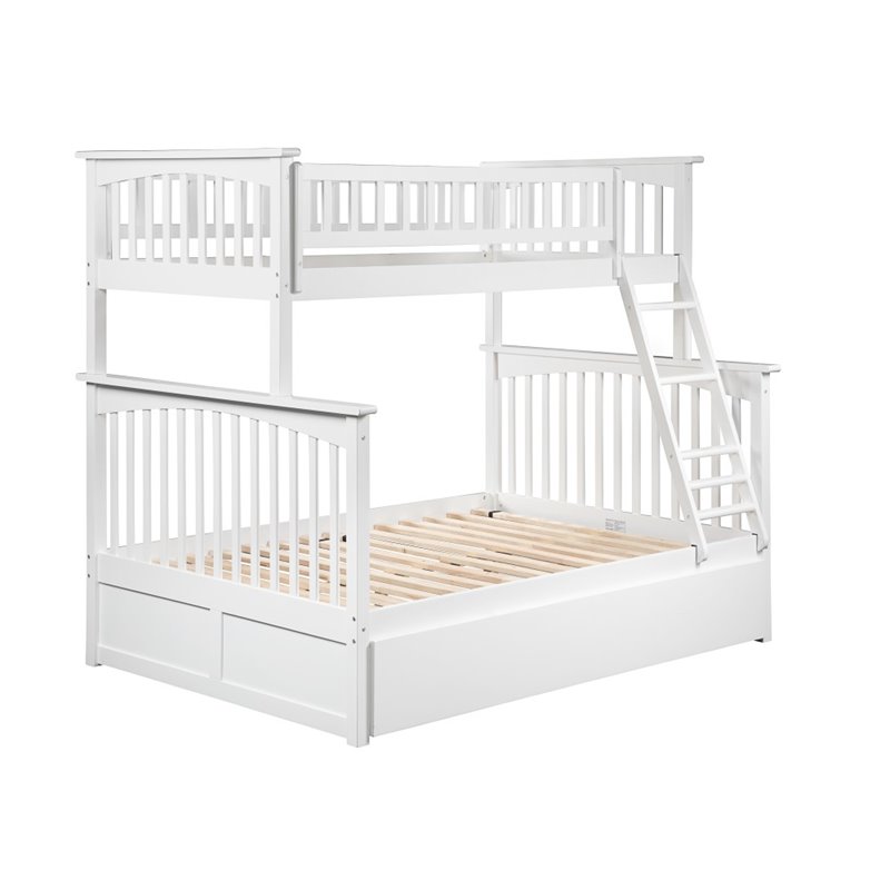 Pemberly Row Twin over Full Bunk Bed of Wood with Trundle in White