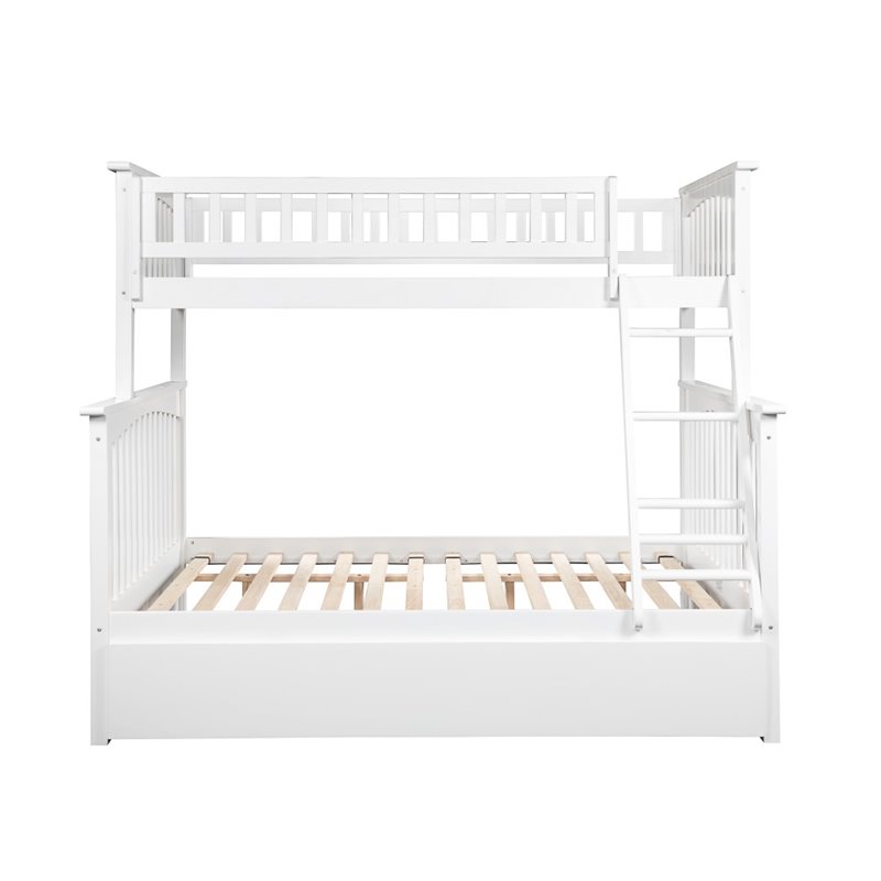 Pemberly Row Twin over Full Bunk Bed of Wood with Trundle in White