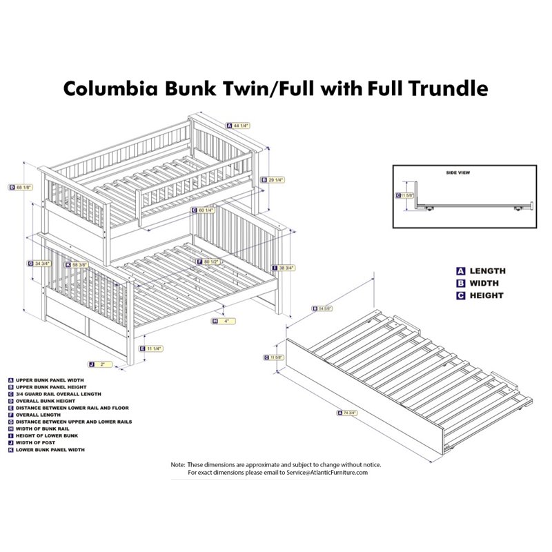 Pemberly Row Twin over Full Bunk Bed of Wood with Trundle in White