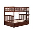 Pemberly Row Full over Full Bunk Bed of Wood with Trundle in Walnut Brown